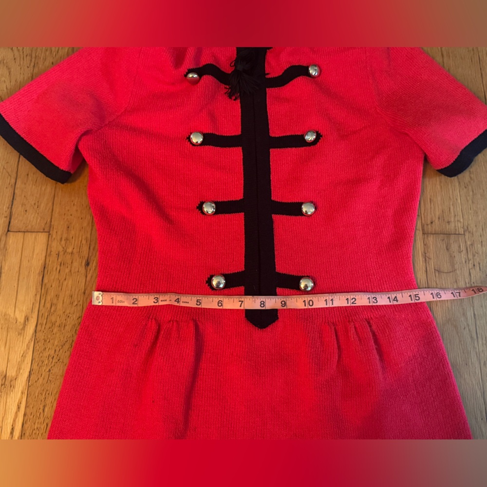 80s Vintage Red Knit Mini Dress - Picture 4 of 7